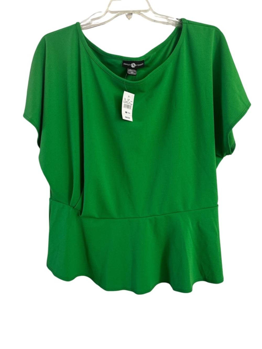 Ashley Stewart Bright Green Short Sleeve Peplum Blouse Size 22/24
